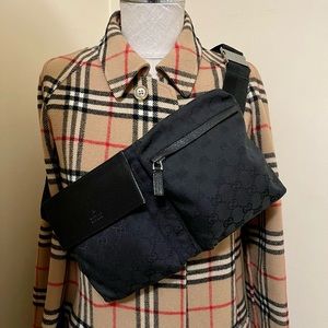 GUCCI monogram body bag / belt bag in black with shw